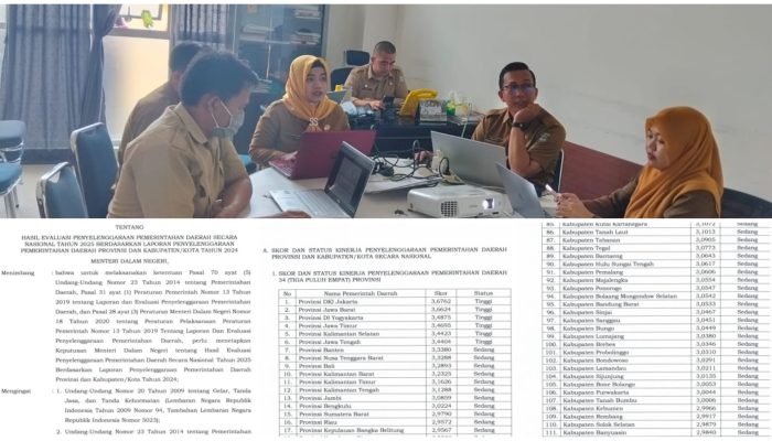 Mateng Terbaik, Hasil Evaluasi Penyelenggaraan Pemerintahan Daerah