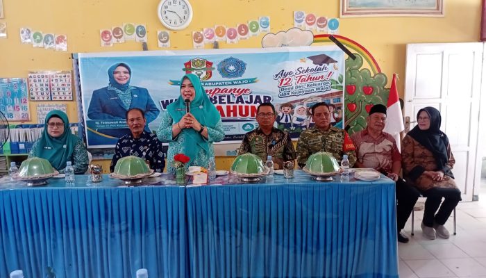 TP PKK Wajo Kampanyekan Wajib Belajar 12 Tahun di SDN 12 Atakkae